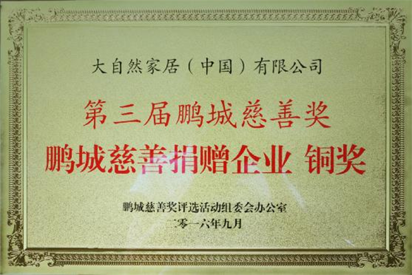 捐資助力設(shè)計教育 大自然家居獲鵬城慈善獎